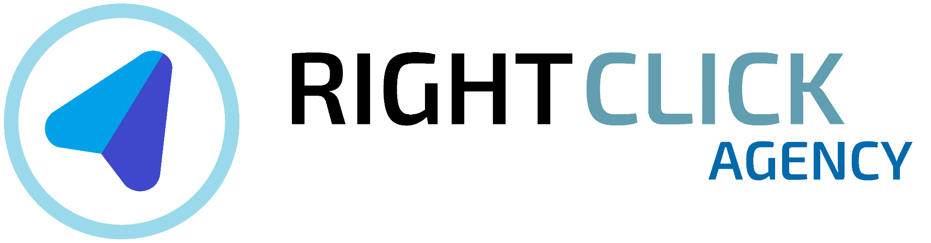 Right Click Agency logo with light and royal blue cursor icon